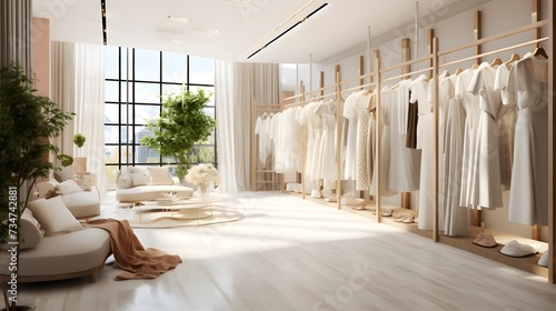 boutique retail store interior design creative space and ideas cloth hanger dress and garment showroom background photo