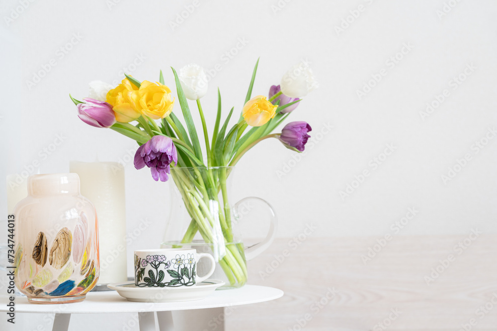 custom made wallpaper toronto digitalチューリップと北欧ビンテージの食器でコーヒーの時間