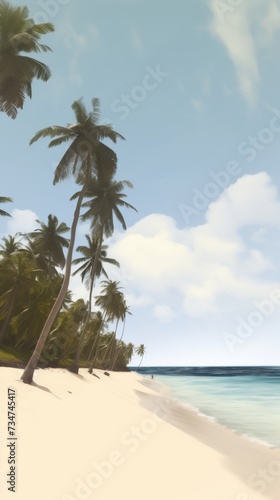 Generative AI image of Places  An image of a tropical beach with palm trees