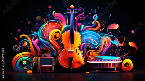 Colorful neon background musical style