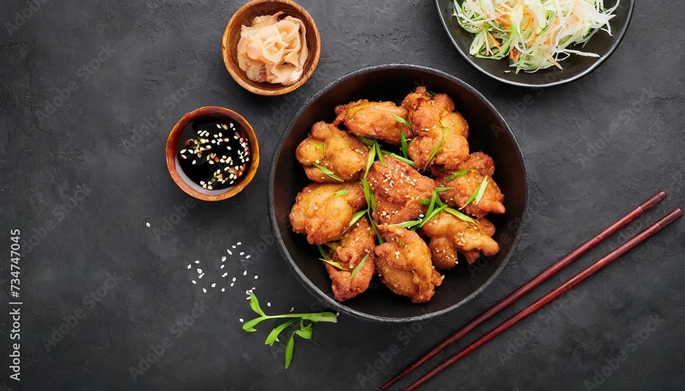 Fried Chicken presented in a Tasteful Way - Japanese Karaage Fried Chicken - Battered Chicken Deep Fried Fried Chicken presented in a Tasteful Way - Japanese Karaage Fried Chicken - Battered Chicken Deep Fried