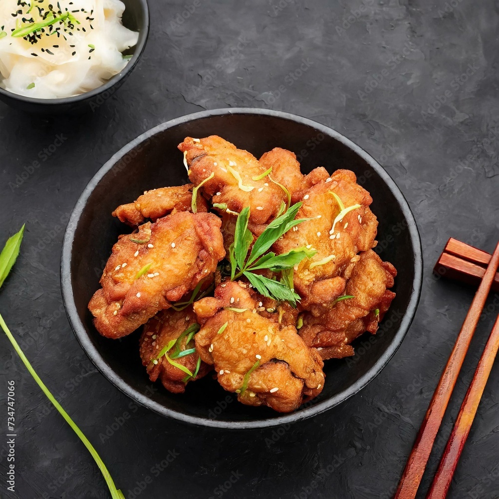 Fried Chicken presented in a Tasteful Way - Japanese Karaage Fried Chicken - Battered Chicken Deep Fried Fried Chicken presented in a Tasteful Way - Japanese Karaage Fried Chicken - Battered Chicken Deep Fried