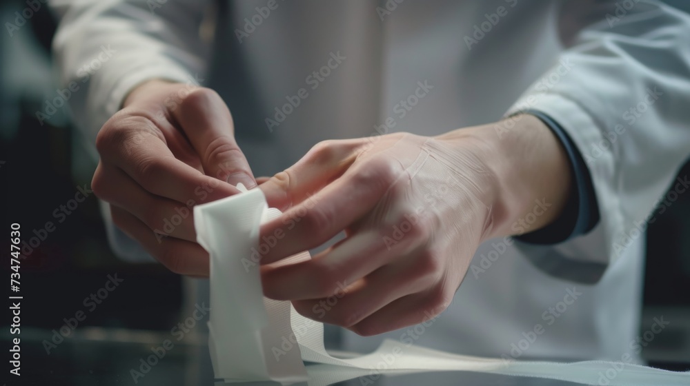 Hands engaged in a delicate task, highlighting the intricacy involved in handling the white material