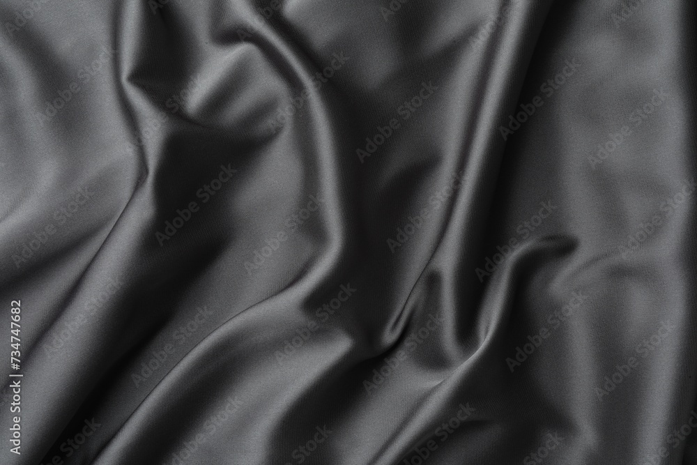 Obraz premium Texture of black crumpled silk fabric as background, top view