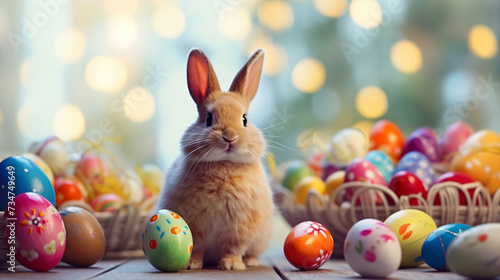 Cute easter bunny background