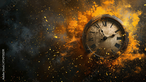 Wallpaper Mural Clock on fire, time burning away. Symbolic portrayal of time's passing. Intense and dramatic visual metaphor.  Torontodigital.ca