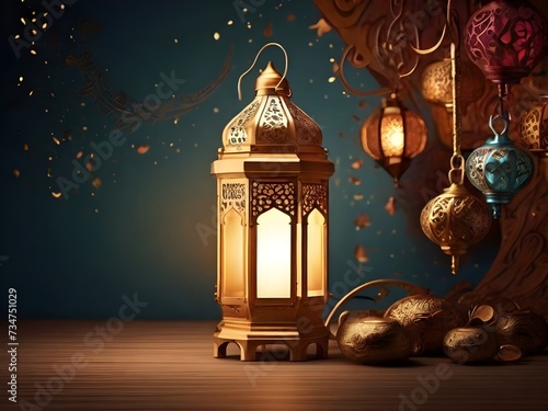  Realistic luxury islamic ramadan kareem lighting lamp banner background wallpapers 