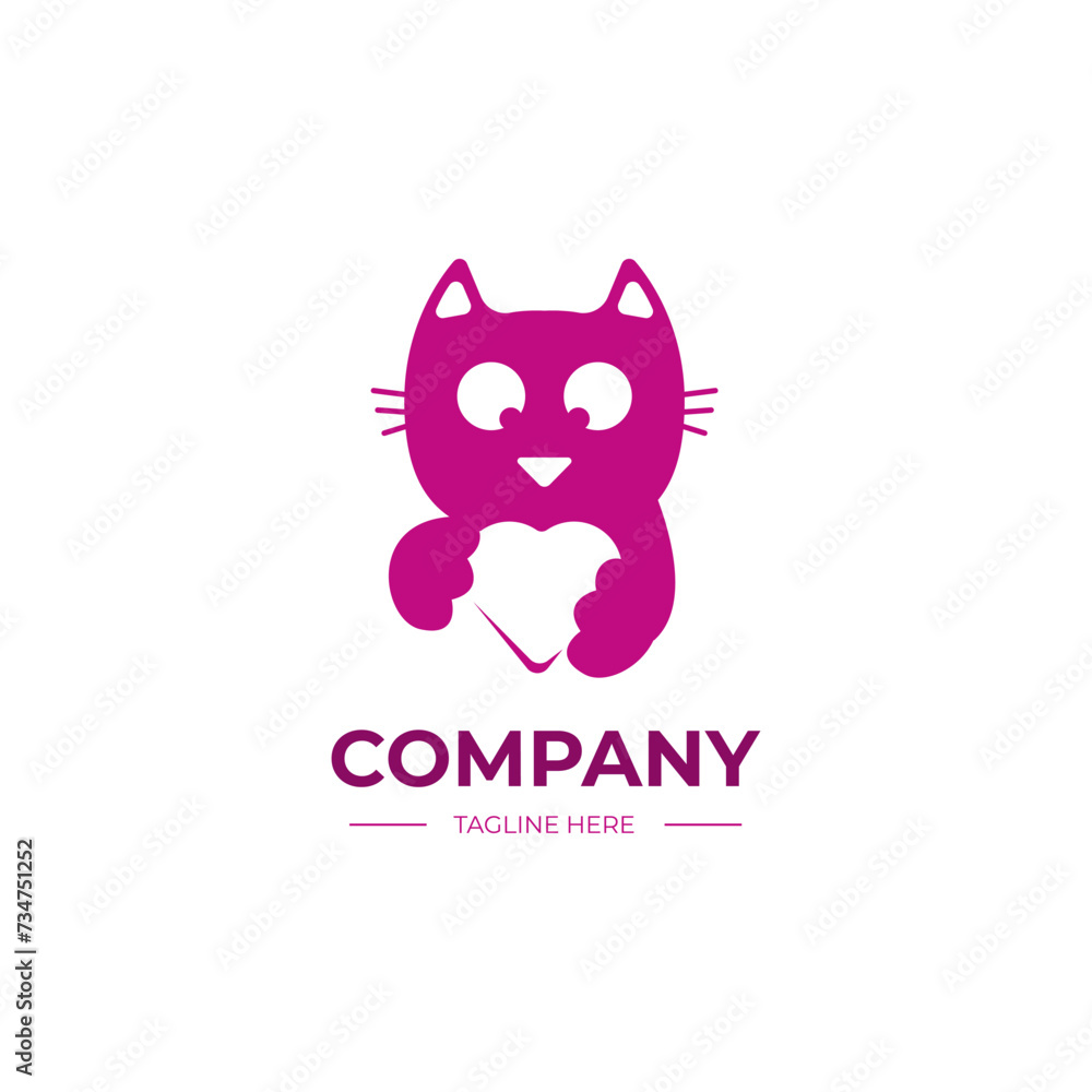 Cat hug love logo icon design idea for company, website, store, media. Vector EPS 10 Cat hug love logo icon design idea for company, website, store, media. Vector EPS 10