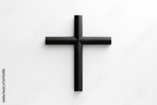 Minimalist black cross on white background, striking contrast, ideal for modern religious themes
