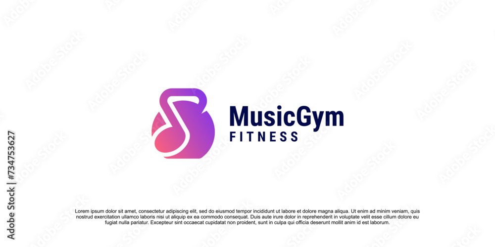 Music fitness logo. a unique, exclusive, elegant, professional, clean, simple, modern logo, company logo