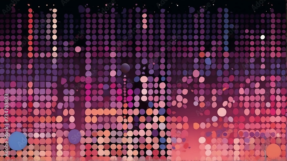 Abstract pink and purple colored gradient dots on plain black background from Generative AI