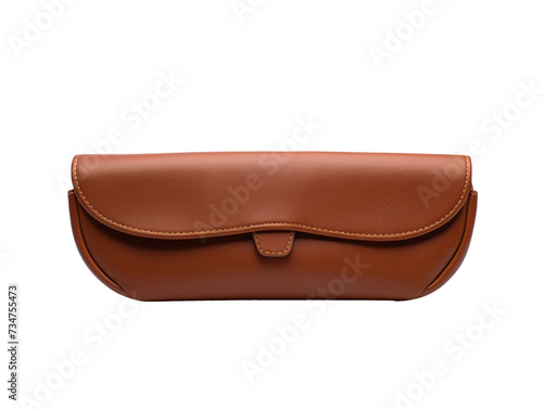a brown leather case with a white background