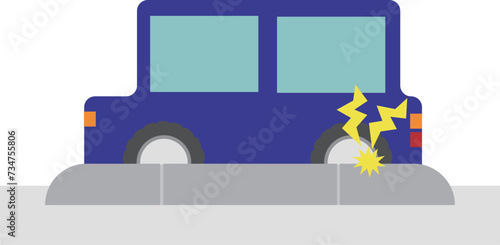 縁石に車のタイヤをこすってしまったイメージ素材