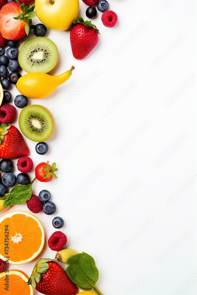 fruits frame with white blank space vertical