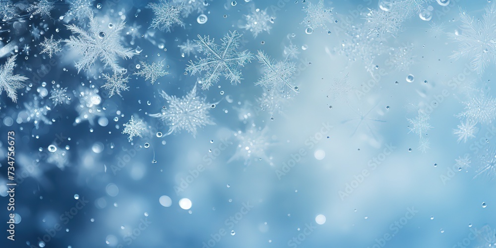 Winter Or Christmas Background With Snow Crystals Rime Pattern Closeeup