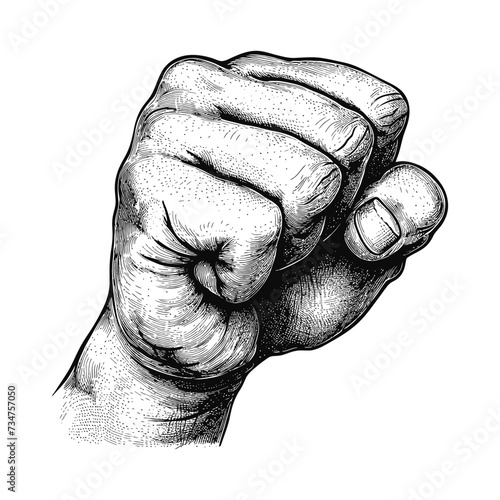 hand gesture in old engraving style for drawing reference
