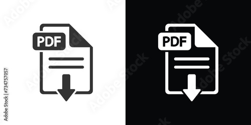 Pdf download icon on black and white