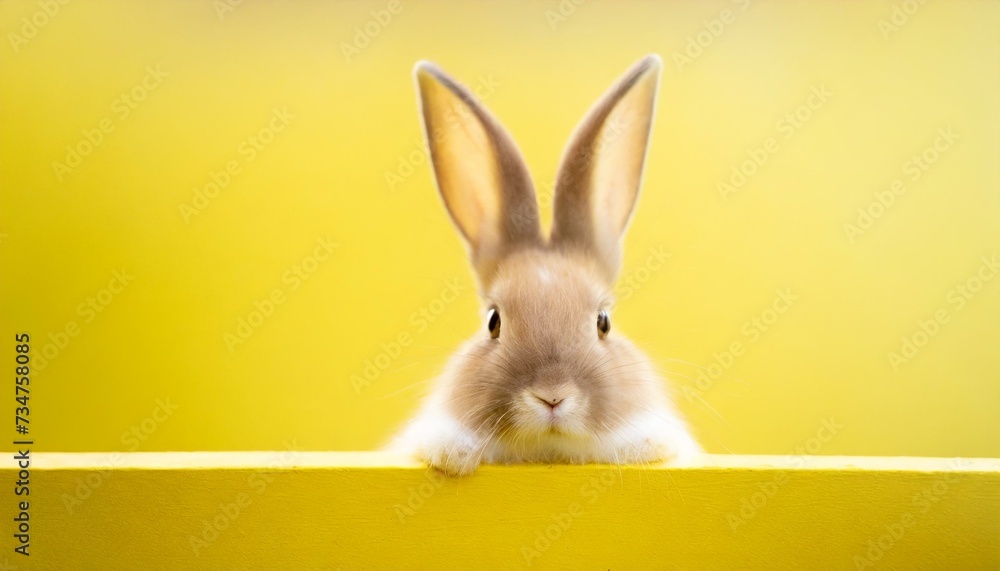 Obraz premium white rabbit on a yellow background