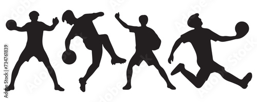 basketball player man silhouette set vector illustration