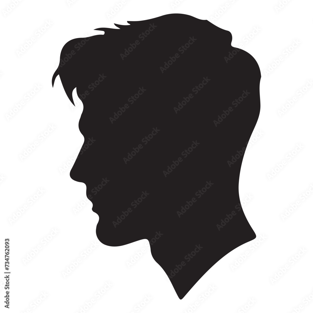 handsome man side face silhouette vector illustration