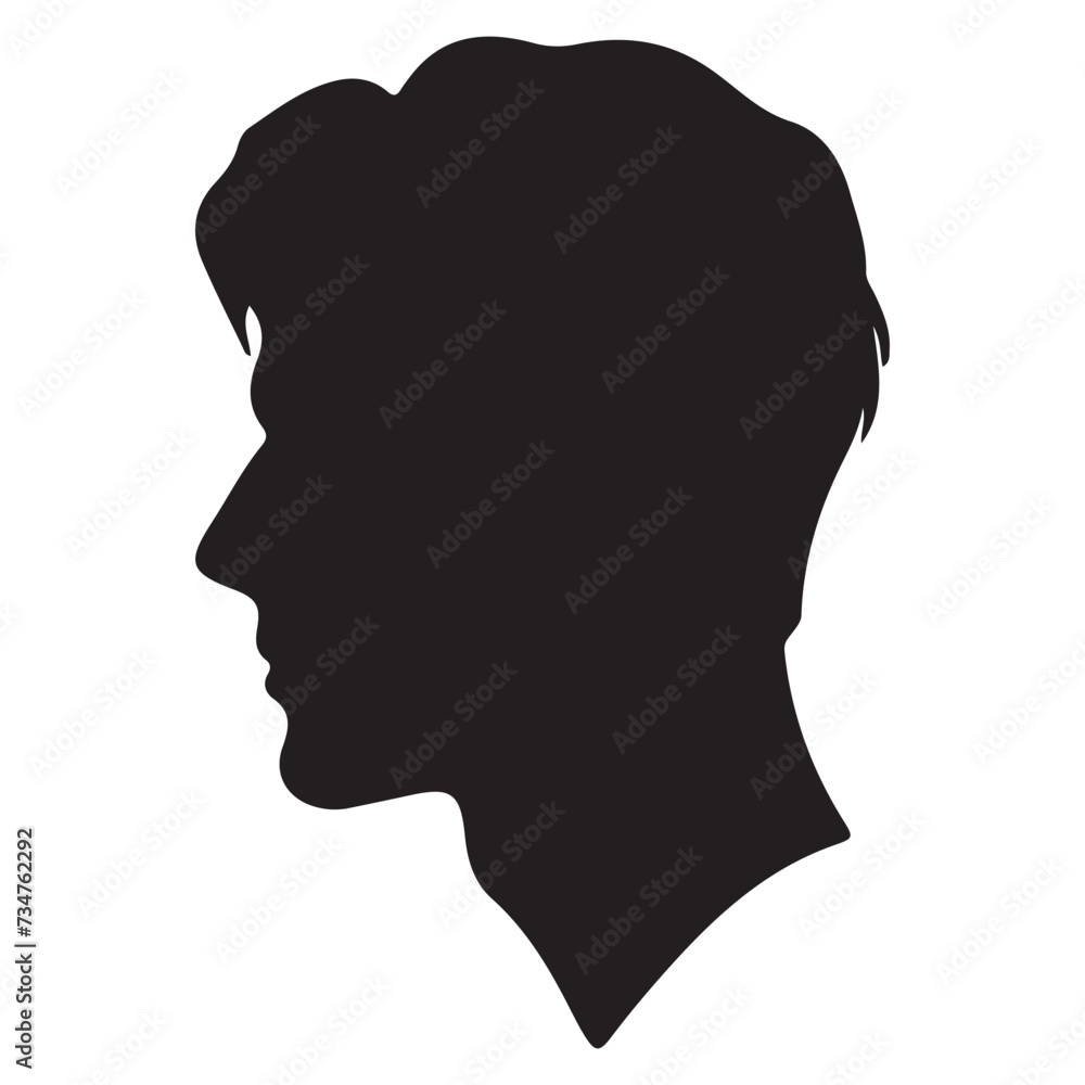 handsome man side face silhouette vector illustration