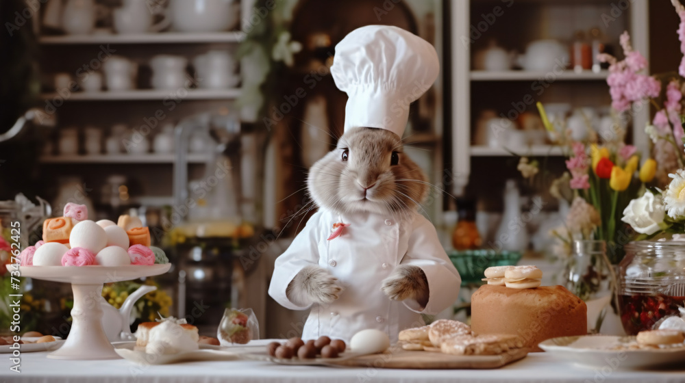 Easter bunny in the kitchen