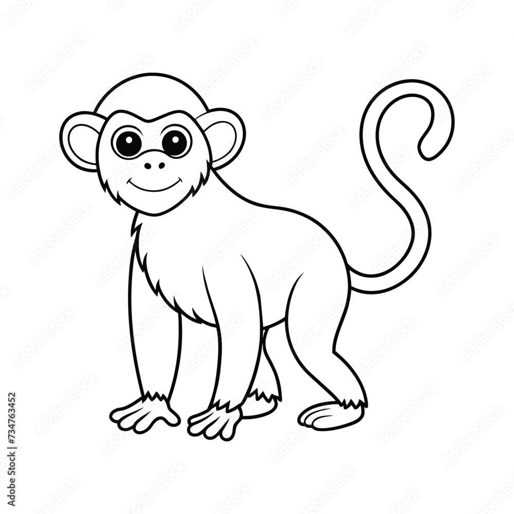 Monkey outline on White background