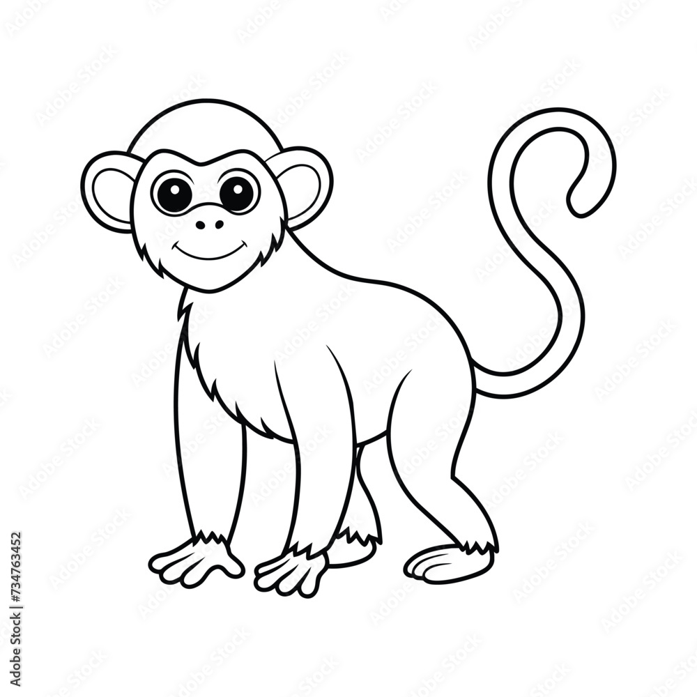 Obraz premium Monkey outline on White background