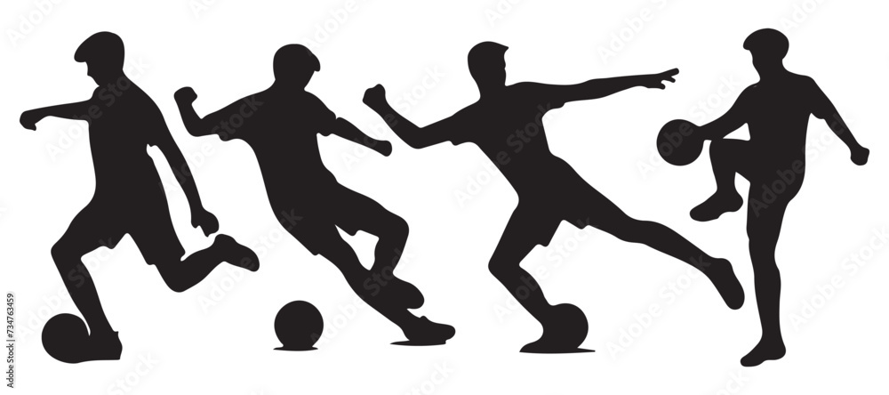 football player silhouette set vector illustration