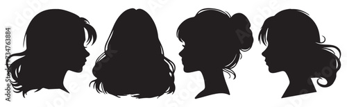 beautiful side face women silhouette set vector illustration photo
