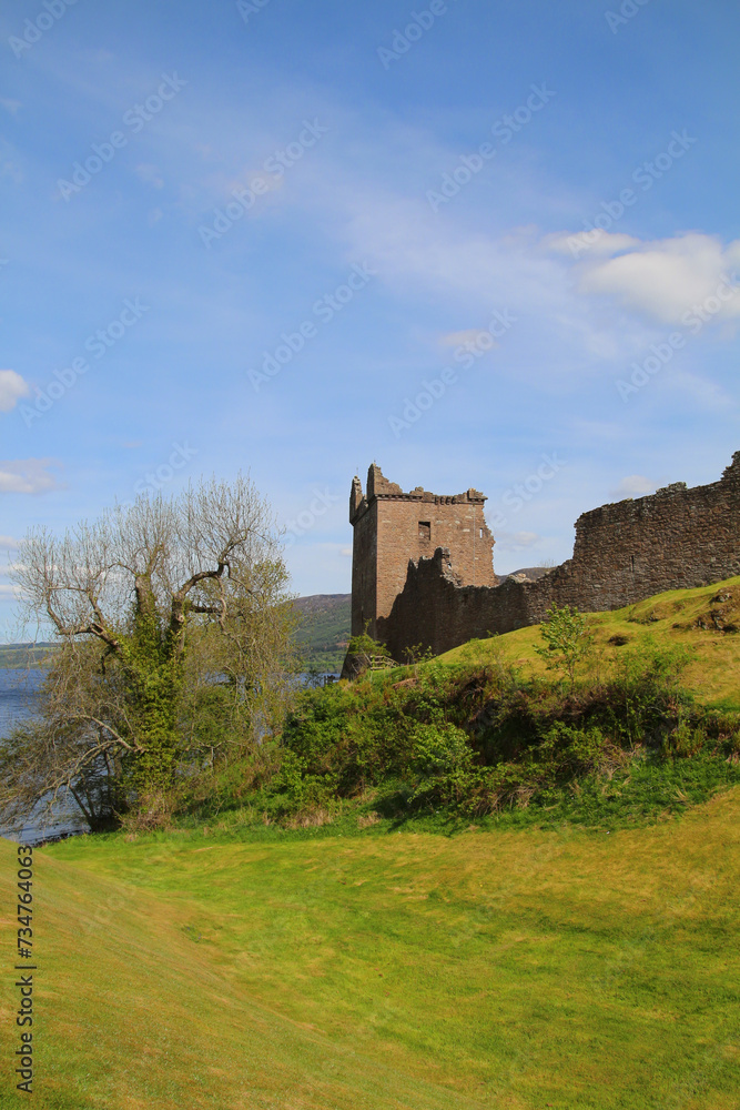Urquhart Castle is a ruined castle on Loch Ness and a tourist highlights- Scotland Urquhart Castle is a ruined castle on Loch Ness and a tourist highlights- Scotland