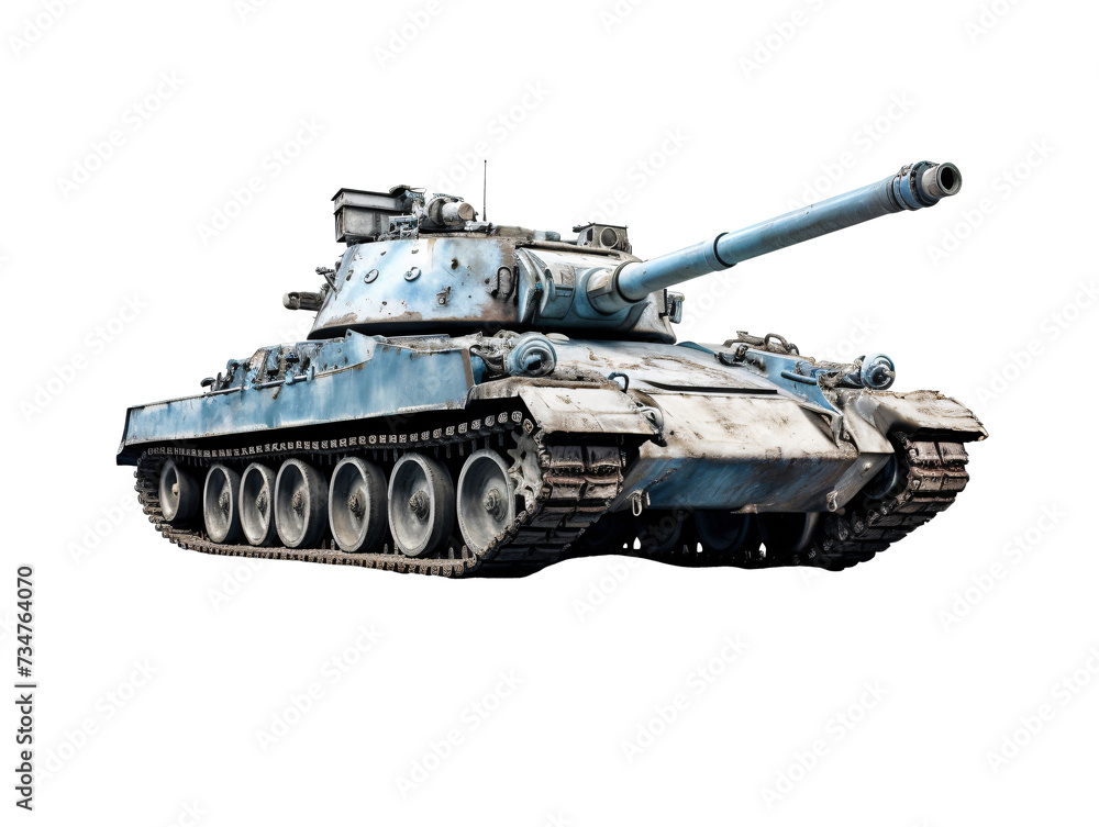 a blue tank with a long gun