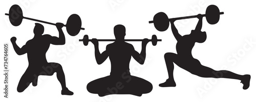 Gym man activity silhouette set vector illustration