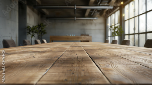 Wallpaper Mural Empty wooden conference meeting table on the background Torontodigital.ca