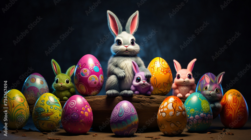 Happy easter day. Easter eggs