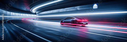 Speeding through the night, a dynamic portrayal of motion and light, capturing the thrill of fast-paced movement