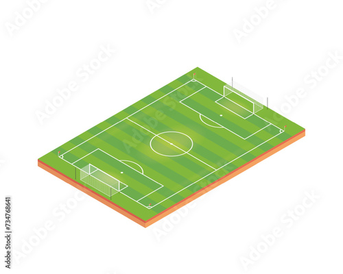 Football pitch with football goals in isometric view