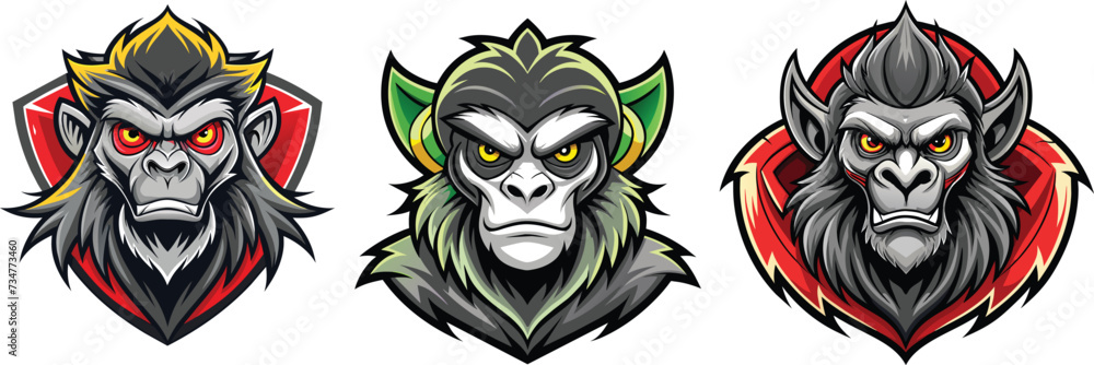 tattoo designs for mascot monkey vector