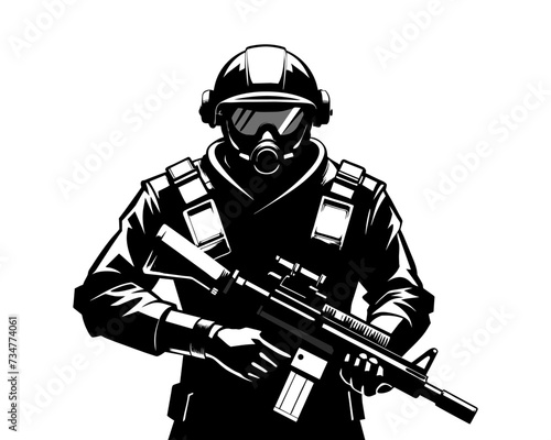 Wallpaper Mural Soldier silhouette. Military man. Soldier with a machine gun. Torontodigital.ca