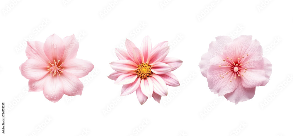 Set of pink flower blomming isolated on transparency background. Set of pink flower blomming isolated on transparency background.