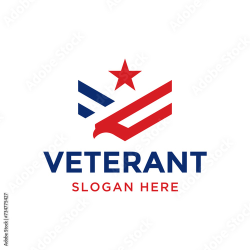 eagle veteran logo design vector illustration
