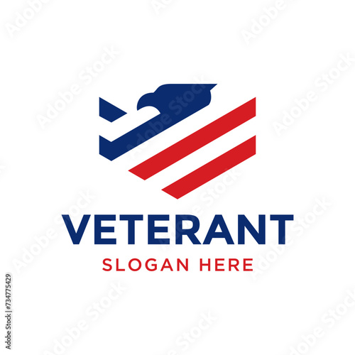 eagle veteran logo design vector illustration