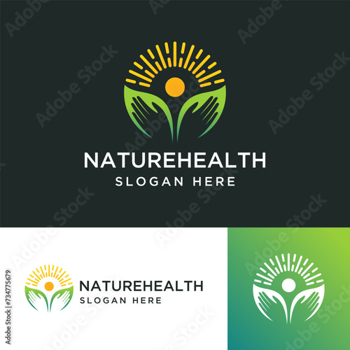 nature health logo design vector illustration