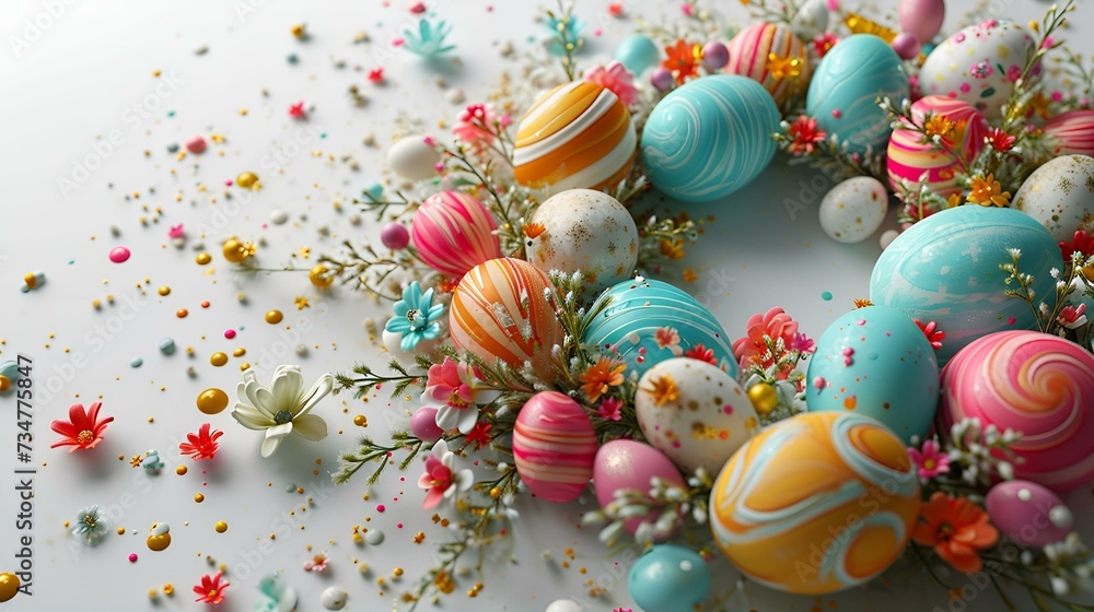 Easter eggs with beautiful decoration. Ai generative
