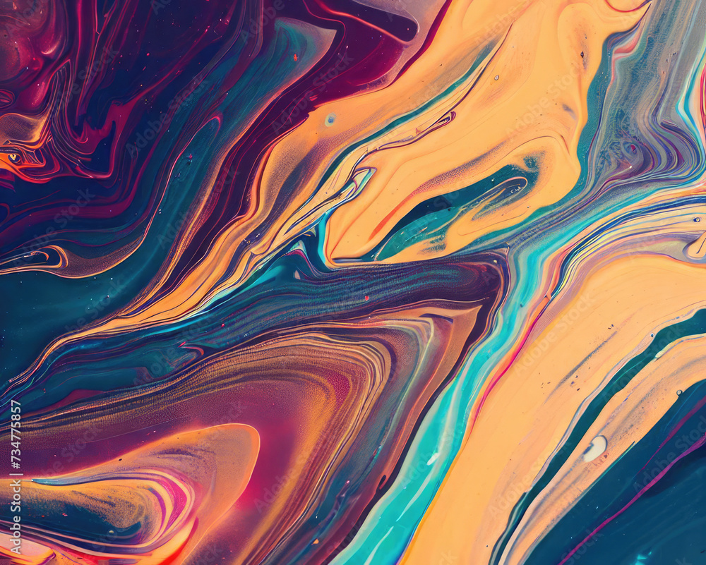 Closeup abstract color mixing of acrylic for use as background