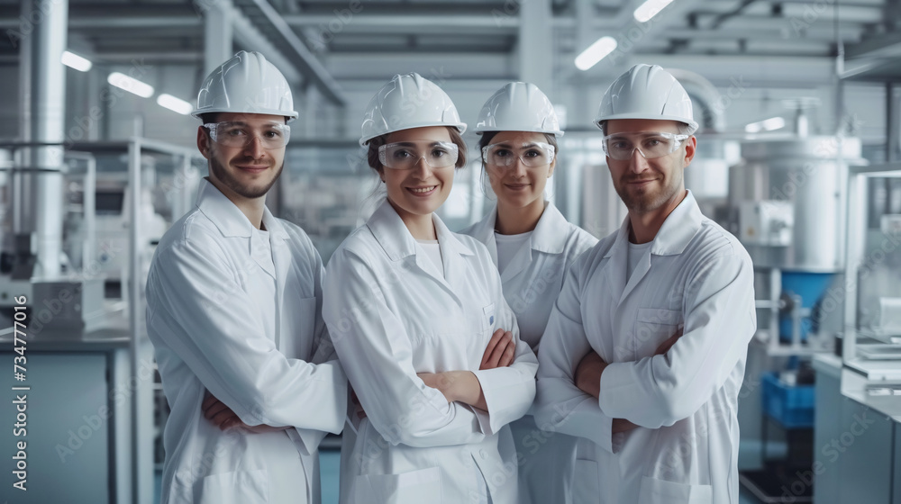 Professional Engineering Team Standing in Factory Professional Engineering Team Standing in Factory