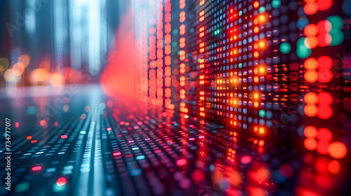 Wallpaper Mural Close-up of glowing digital data dots and lines on a dark backdrop, symbolizing network connectivity.
 Torontodigital.ca