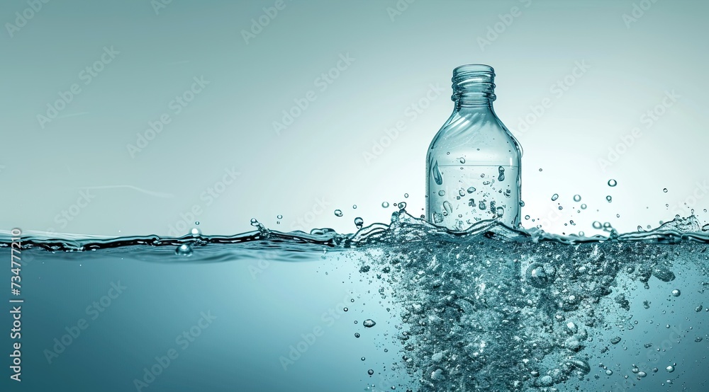 Refreshing water bottle with a splash. Ideal for summer banners. Refreshing water bottle with a splash. Ideal for summer banners.
