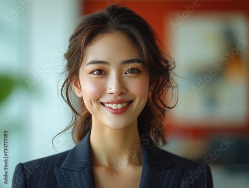 Portrait of beauty smiling Asian businessman with suit in professional studio background © jiawei