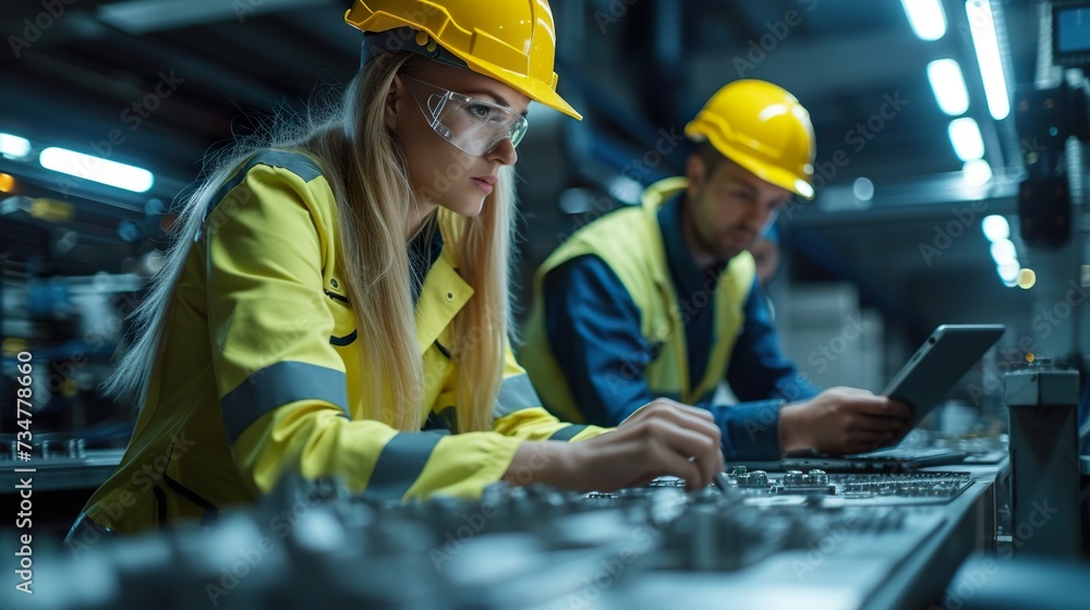 Portrait of a young engineer stand with a smile and cross your arms with confidence. Wears a yellow helmet Portrait of a young engineer stand with a smile and cross your arms with confidence. Wears a yellow helmet